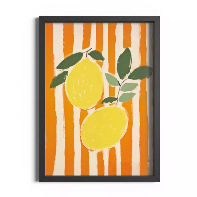 Striped Lemons Print Kitchen Picture Wall Art Italy Italian Fruit Poster Gift