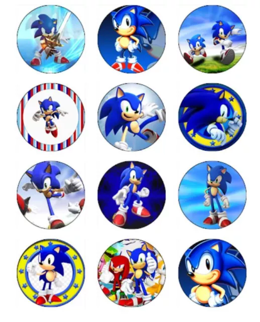SONIC THE HEDGEHOG Cupcake Toppers Edible Icing Image Cake Decorations 12