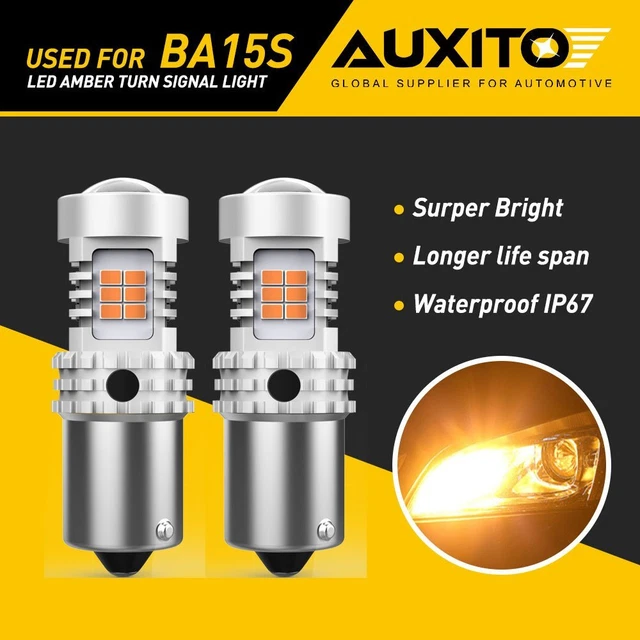 AUXITO 1156 BA15S Amber LED Turn Signal Light Indicator Bulb Canbus Yellow 7506