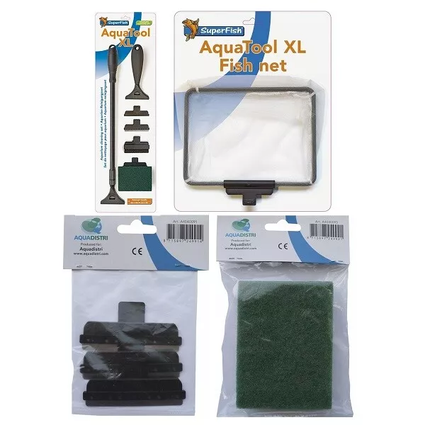 SuperFish Aqua Tool XL Aquarium Cleaning Set Telescopic Net Fish Maintenance Kit