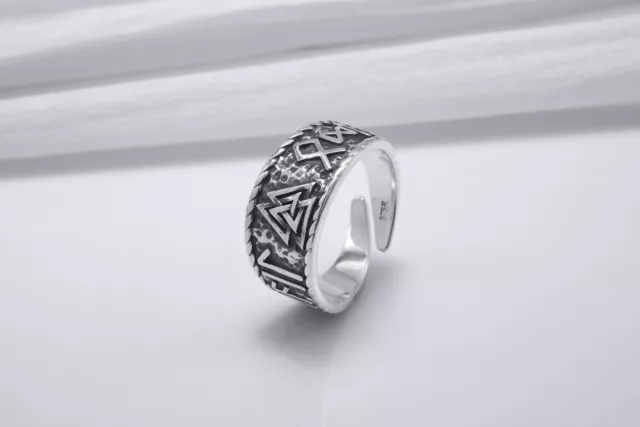 Hail Odin Valknut Symbol Ring Scandinavian Band Handmade Men's Viking Jewelry