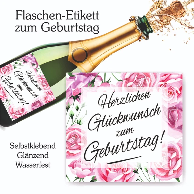 AUFKLEBER Herzlichen Glückwunsch zum Geburtstag Rosa