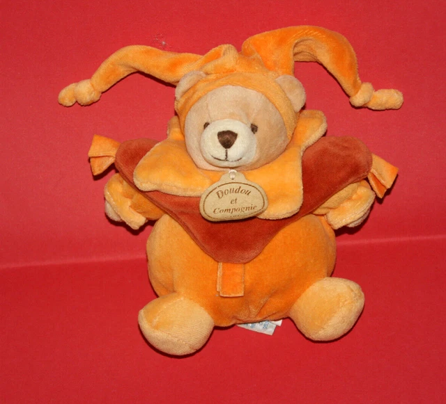 Doudou Et Compagnie Doudou Ours Boule Orange Jaune Rouille Etat Neuf
