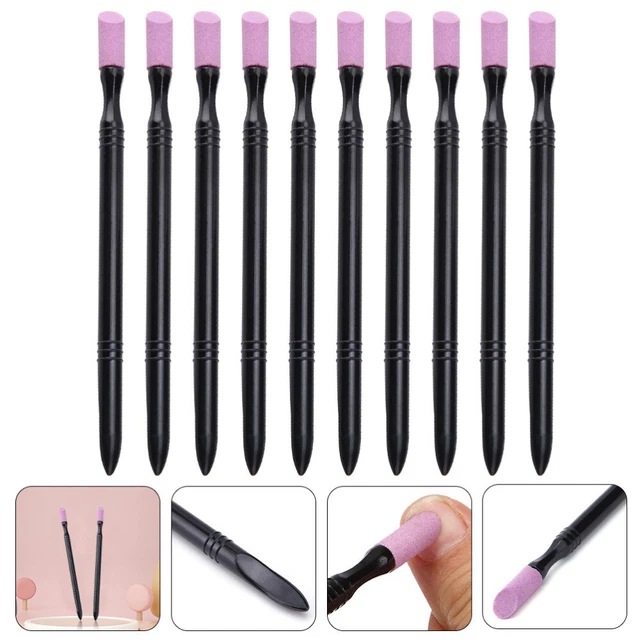 10 piezas pincel de esmalte de uñas deslizador de cutículas de vidrio palos naranja negro