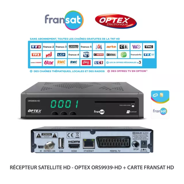 Récepteur Satellite HD - Optex ORS9939-HD – 4000 chaînes TV et Radio, Réception