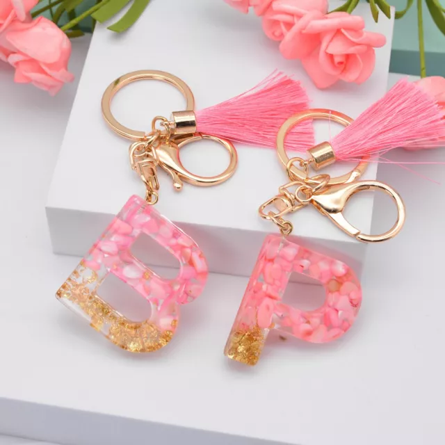 Gift with Tassel Alphabet Key Chain Glitter Keyring Bag Pendant Letter Keychain