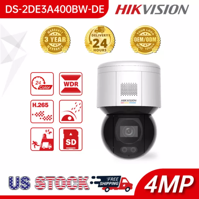 Hikvision PT Acusense 4MP ColorVu POE IP Camera DS-2DE3A400BW-DE 4MM mic speaker