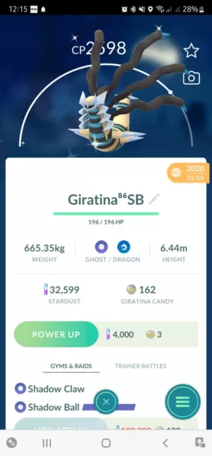 Shiny Giratina Origin Form Pokemon Trade Go LV20 Registered / 30 Day Pokémon
