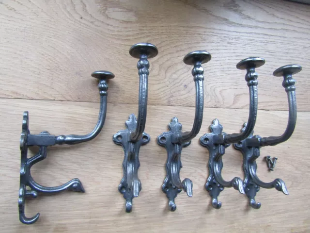 PACK OF 5 NOBLE Cast iron Hat & coat hook Victorian Antique Vintage rustic Large