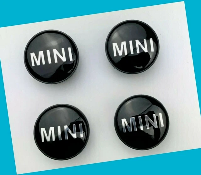 Set of 4 MINI ALLOY WHEEL CENTRE HUB CAPS BADGE BLACK 54mm COOPER ONE S (4pcs)