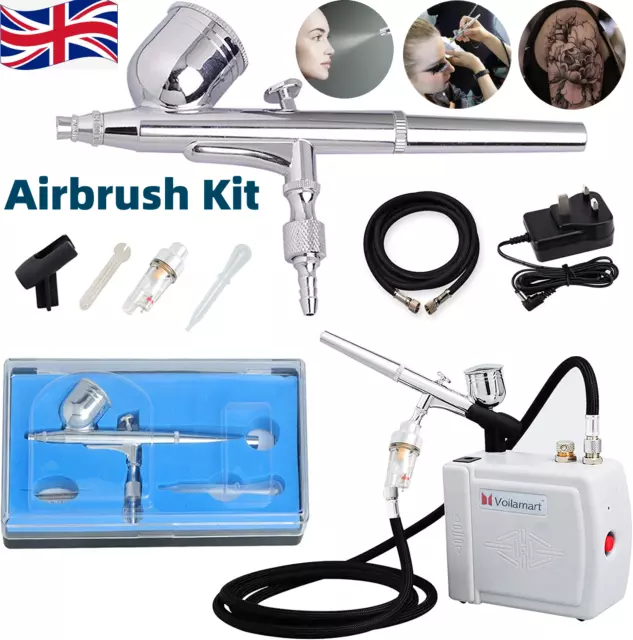 Airbrush Compressor Kit Dual Action Air Brush Spray Gun 0.3mm Nozzle For Paint