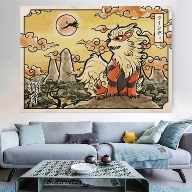 Growlithe PokeArt Canvas Poster Anime wall Art home decor