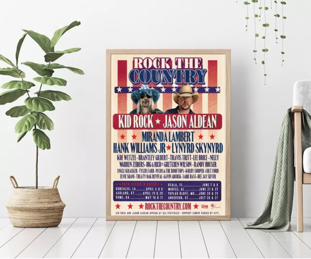 Jason Aldean & Kid Rock Rock the Country 2024 Poster, Home Decor 2