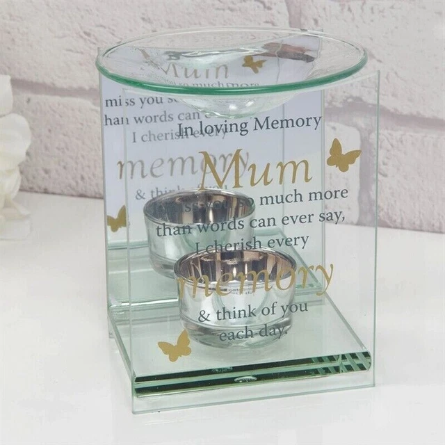Thoughts Of You Mum Memorial Tea Light Oil Burner Wax Warmer Melter Mirrored