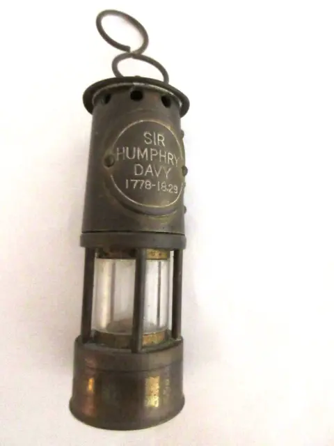 Vintage Brass Sir Humphry Davy 1778-1829 Miniature Miners Lamp Commerative