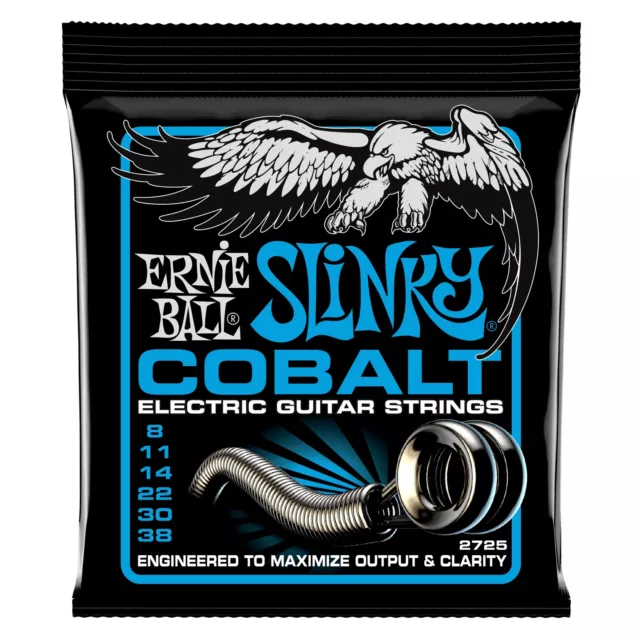 Ernie Ball 2725 Extra Slinky Cobalt Nickel Wound Electric Guitar Strings (8-3...