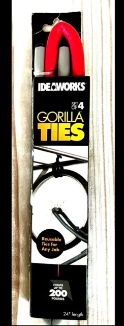 ideaworks gorilla reusable ties for hanging items-rust-free material-for  indoor & outdoor use (4, 18), multi