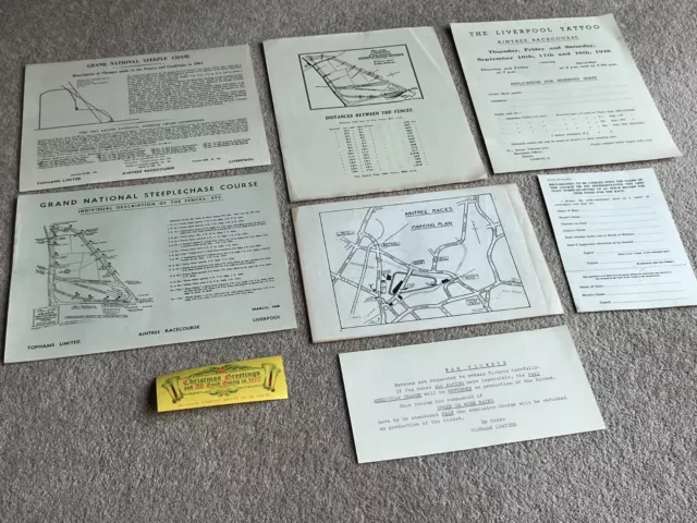 1940's+ Assorted Grand National & Aintree Racecourse Paperwork ex Topham Family