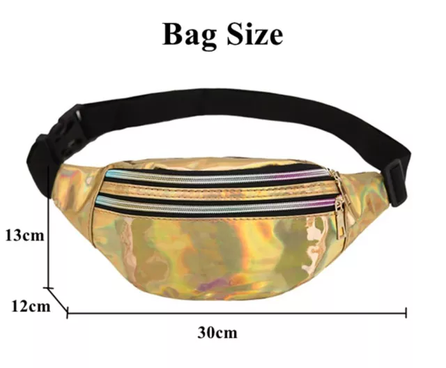 80s Neon Holographic Bum Bag Hip Hop Retro 1980s Fluro Bum Bag Costume Accessory 3