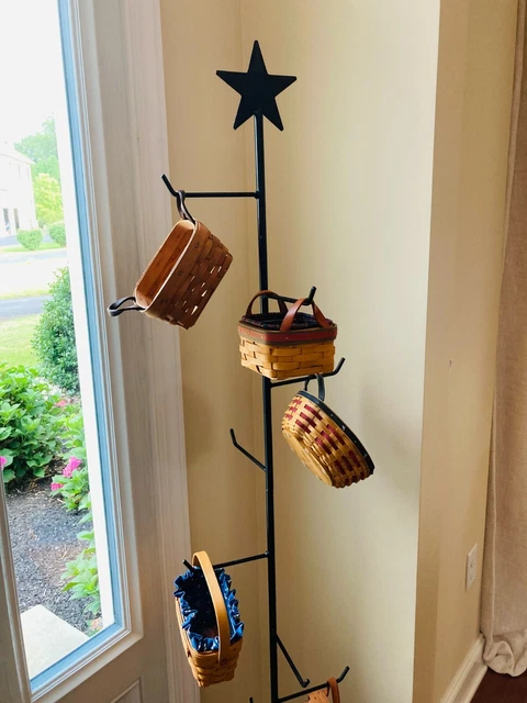 Basket Stand Holder | Basket Hanger Display Tree Rack | Rustic Home Décor