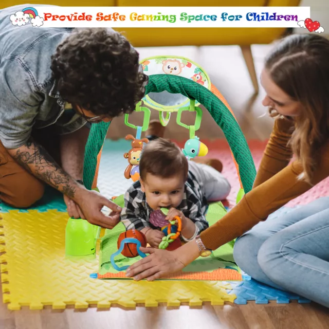 4-in-1 Activity Gym Play Mat Baby Activity Center w 3 Hanging Educational Toys 3