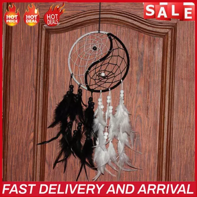 YinYang Dreamcatcher Ornament Wall Hanging Feather Handmade Creative Decorations
