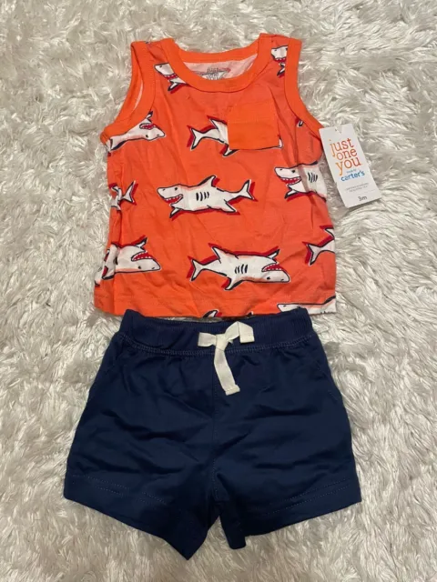 Carter's Just One You Baby Boys' Shark tank top & Short 2pc Size 3M