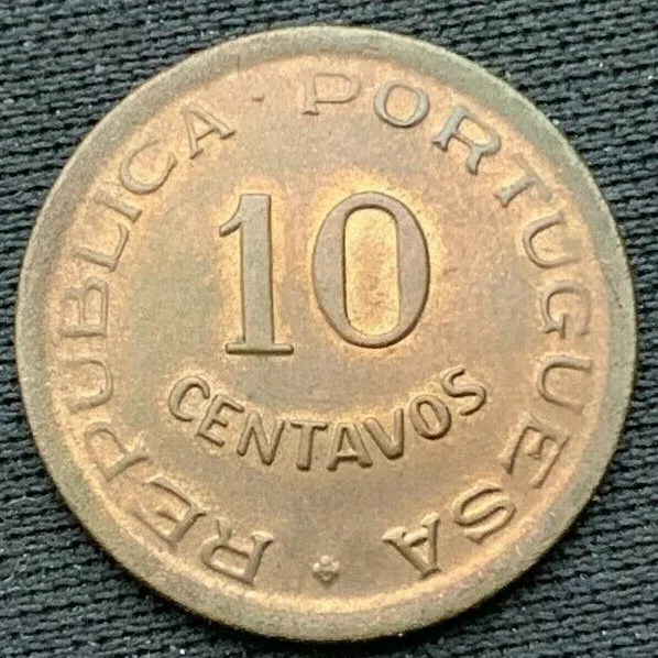 1949 Portugal Angola 10 Centavos Coin XF    Better Grade World Coin      #K586