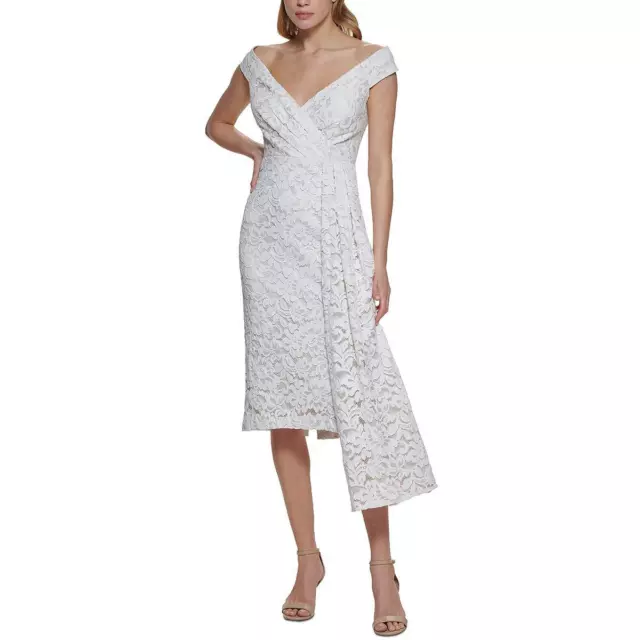 Eliza J Womens Lace Off-The-Shoulder Midi Cocktail and Party Dress BHFO 7693