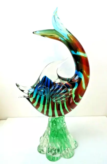 SUPERB Venetian Murano Alfredo Barbini Art Glass Fish Sculpture 11" Tall 50s MCM