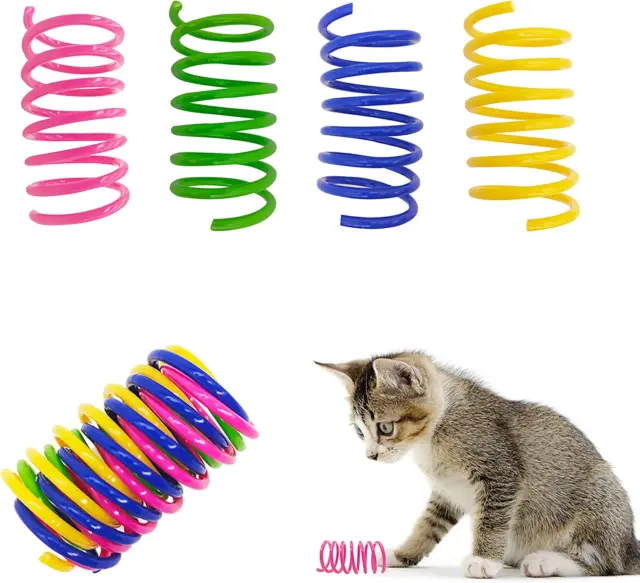 Cat Spring Toys 30 Packs, Plastic Colorful Springs Cat Toys for Cat Kitten Pets,