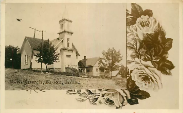 Real Photo Postcard Methodist Episcopal Church, Eldon, Iowa - circa 1908