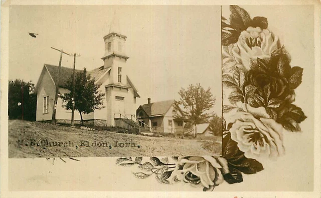 Real Photo Postcard Methodist Episcopal Church, Eldon, Iowa - circa 1908