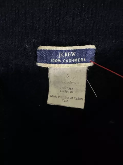 J. CREW navy blue 100% cashmere cableknit Boat Neck Sweater S 2