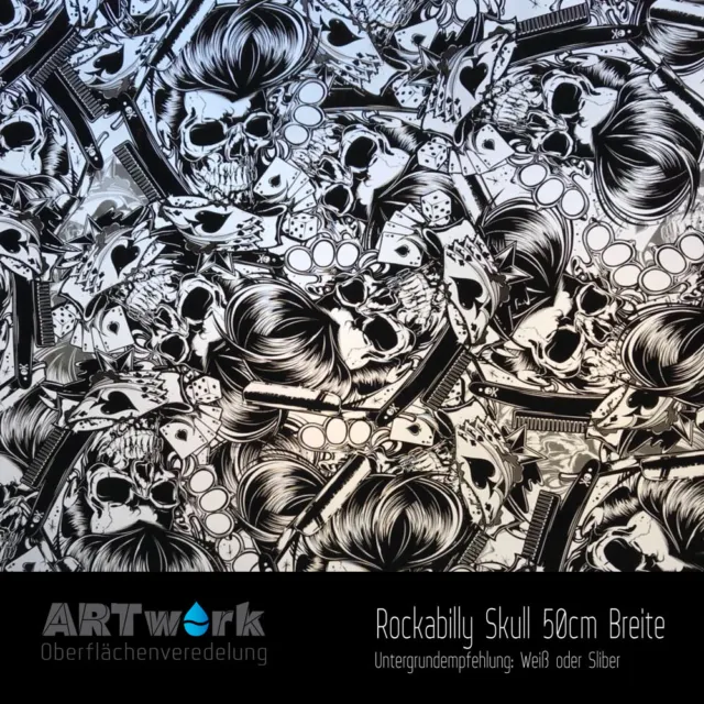WASSERTRANSFERDRUCK FOLIE FOLIE Rockabilly Skull 1m x 50cm Breite EUR 5,49  - PicClick FR