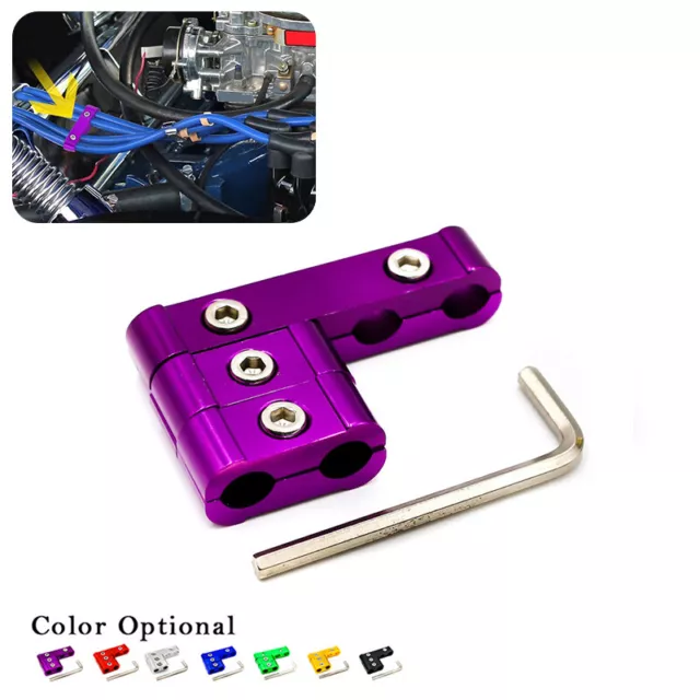 3x Aluminum Engine Spark Plug Wire Separator Divider Organizer Clamp Kit Purple