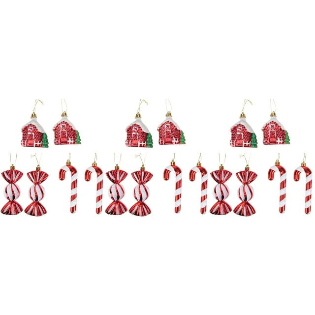 18 PIEZAS Navidad adornos rojos árbol de Navidad dulces dibujos animados colgantes De