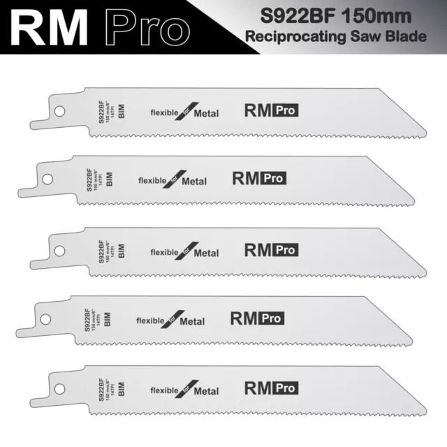 5  RMpro Metal S922BF Reciprocating Sabre Saw Blades 150mm For Bosch Makita