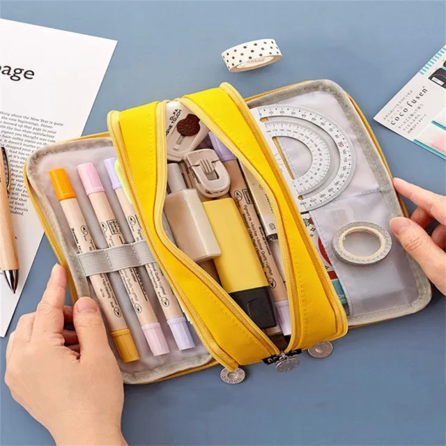 STATIONERY BAG DOUBLE Layer Zipper Pen Organizer Bag for Letter Size File  Folder $13.09 - PicClick AU