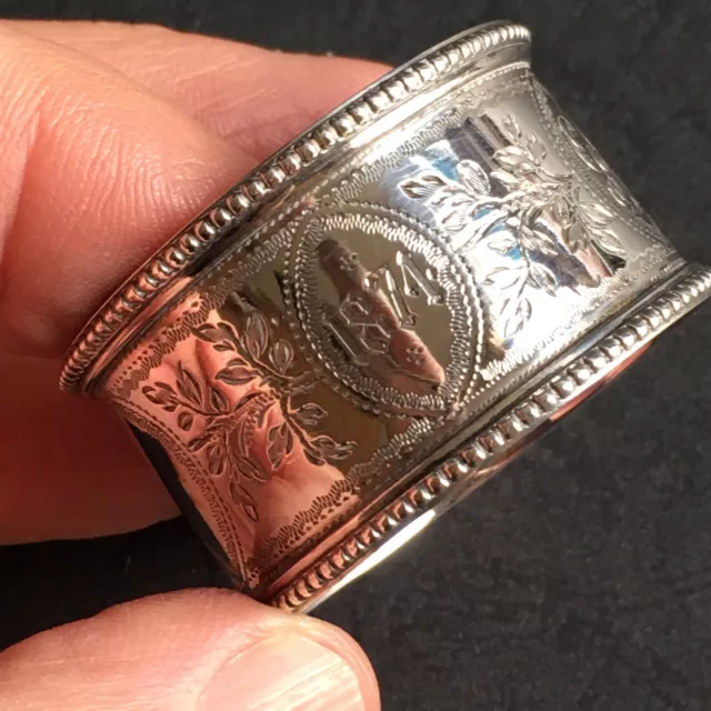 Hallmarked Victorian  Sterling Silver Napkin Ring - 18 g   (Ref:F)