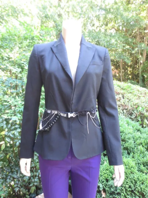 ALICE + OLIVIA Black Sequin and Pearl Decorated Blazer Jacket S/P MINT CONDITION