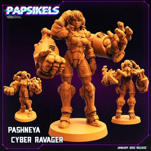 Cyber Ravager Pashneya Cyberpunk 32mm Scifi Papsikels