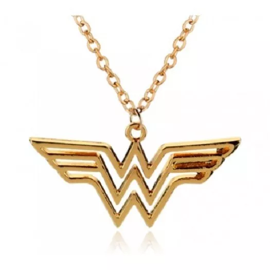 Wonder Woman Pendant 14K Yellow Gold Plated Silver With 18" Free Chain