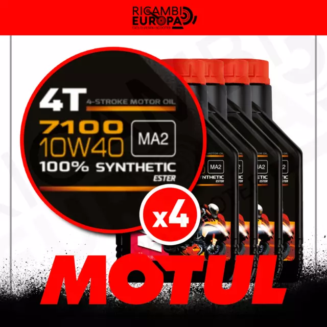 4 QUATTRO LITRI kg olio oil motore Motul 7100 10w40 10-40 100% sintetico synthet