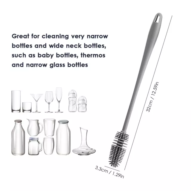 Milk Bottle Brush Rubber TPR Bristles Long Handle Cleaning Brush for Vacuum U6Y6 3