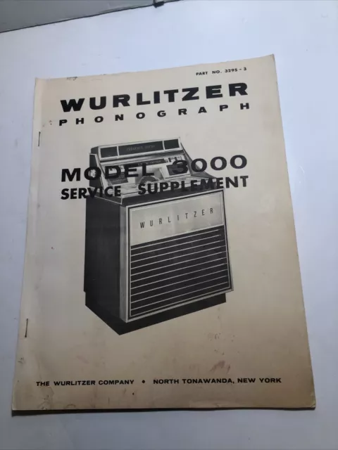 Wurlitzer Phonograph Model 3000 Service Supplement 3295-3