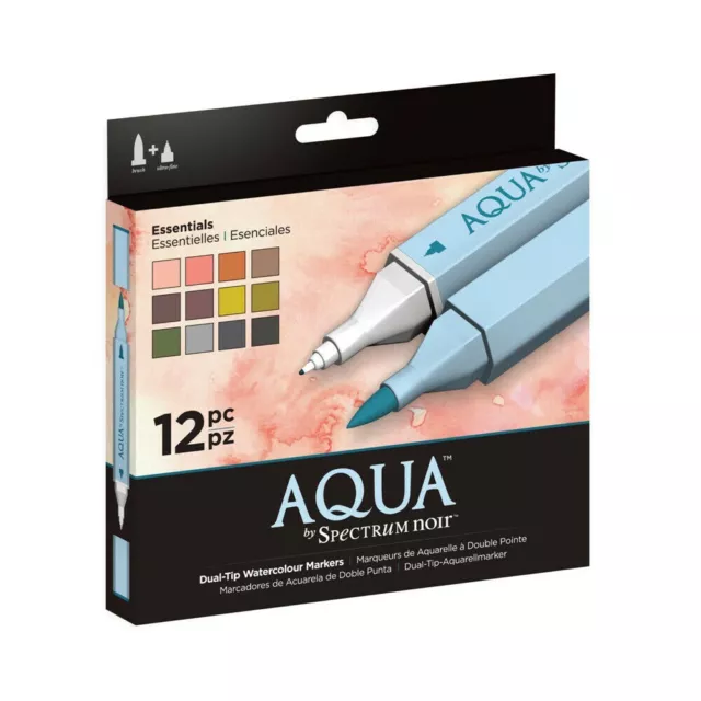 Spectrum Noir Aqua Artist wasserbasiert Dual Feder Stift Set 12er-Pack - Essentials