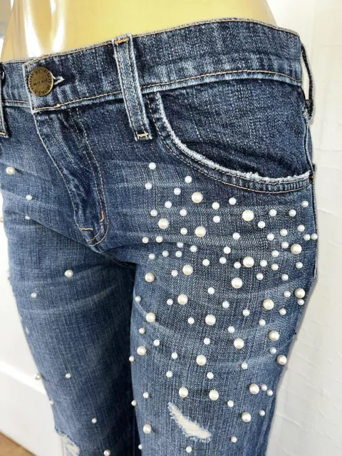 Current Elliott L40904 Loved Destroy w/ Pearls The Fling Boyfriend Crop Jeans-26