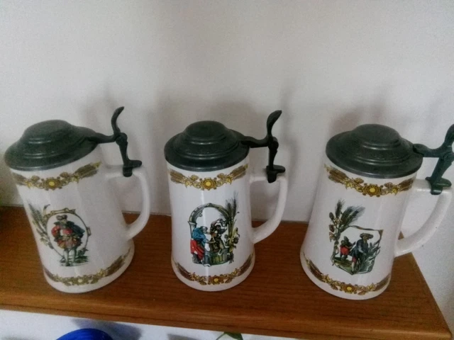 3 BOCCALI BIRRA vintage stile nord europa German Austrian