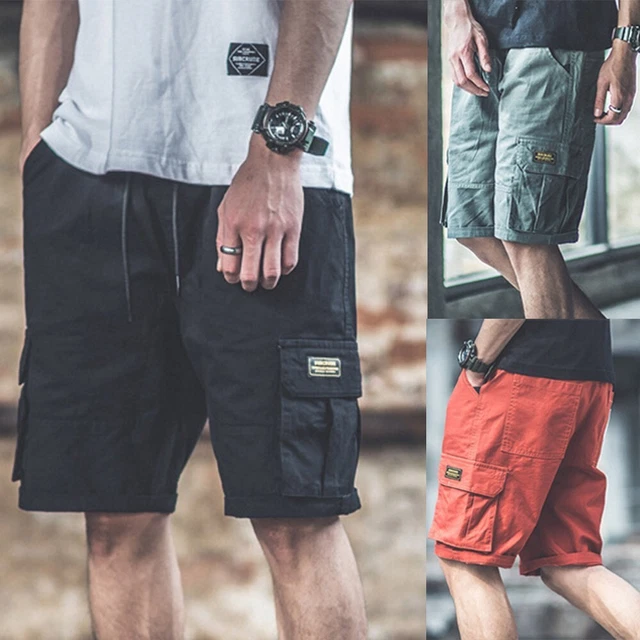 Uomo Moda Casual Chino Cargo Pantaloni Corti Tasche Spiaggia Estiva Pantaloni